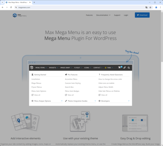 Max Mega Menu 公式サイトとデモ