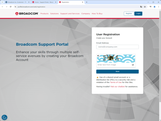 Broadcom Support Portal ‐ User Registration