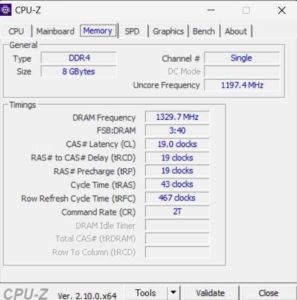 HP EliteDesk 800G5 SFF メモリ追加前 CPU-Z - Memory