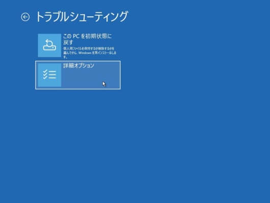 詳細ブートオプションで起動 - トラブルシューティング - 詳細オプションを選択