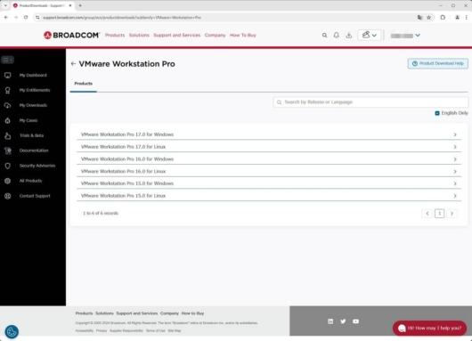 Broadcom Support Portal - VMware Workstation Pro 17 