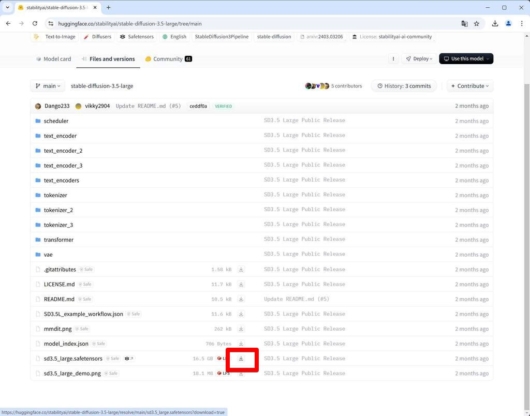 Stable Diffusion 3.5 の Checkpoint ファイルをダウンロード